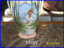 Porcelain I. E. & C Chine Vase Hand Painted & Gilted Gold Rooster Pattern