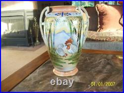 Porcelain I. E. & C Chine Vase Hand Painted & Gilted Gold Rooster Pattern