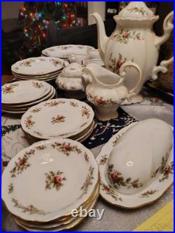 Porcelain Johann Haviland Tea Set for 4 People. Decorative Fine China Gold Trim