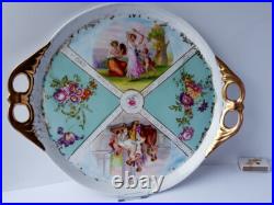 Porcelain Plate/ Tray/ Platter, Genre Scenes, Flowers, Gold, around 1900 K955