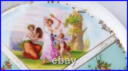Porcelain Plate/ Tray/ Platter, Genre Scenes, Flowers, Gold, around 1900 K955