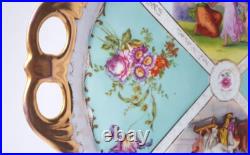 Porcelain Plate/ Tray/ Platter, Genre Scenes, Flowers, Gold, around 1900 K955