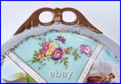 Porcelain Plate/ Tray/ Platter, Genre Scenes, Flowers, Gold, around 1900 K955