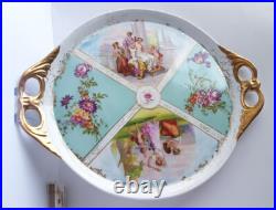 Porcelain Plate/ Tray/ Platter, Genre Scenes, Flowers, Gold, around 1900 K955