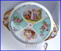 Porcelain Plate/ Tray/ Platter, Genre Scenes, Flowers, Gold, around 1900 K955
