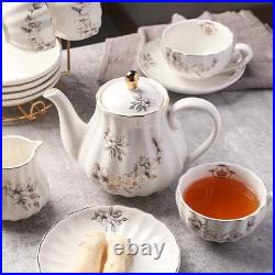 Porcelain Tea Set British Royal Series, 8 OZ Cups & Saucers Service for 6, Teapo