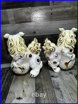 Porcelain foo dogs With Gold Inlay /paint