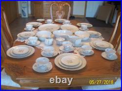 Porzellanfabrik Arzberg Bayern 65 Piece Group Porcelain China PInk & Blue Floral