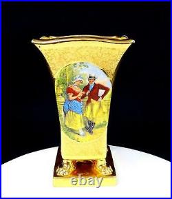 Princeton China Gold Encrusted Courting Couple 8 1/2 Portrait Vase