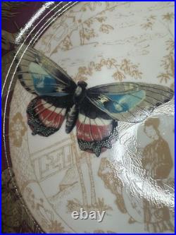 Punch Studio Mandarin Toile Porcelain Salad Plates Set of 4 Butterfly Floral