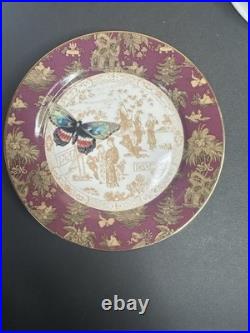 Punch Studio Mandarin Toile Porcelain Salad Plates Set of 4 Butterfly Floral
