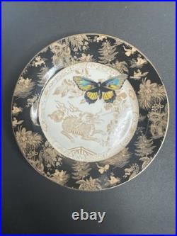 Punch Studio Mandarin Toile Porcelain Salad Plates Set of 4 Butterfly Floral