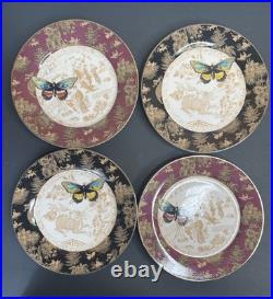 Punch Studio Mandarin Toile Porcelain Salad Plates Set of 4 Butterfly Floral