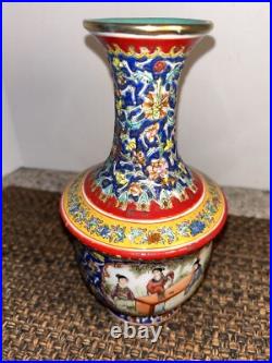 Qianlong Colour Enamel Porcelain Gilt Beauty Belle Flower/ Women Bottle Vase 8