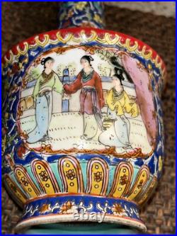 Qianlong Colour Enamel Porcelain Gilt Beauty Belle Flower/ Women Bottle Vase 8