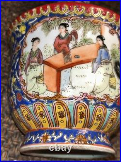 Qianlong Colour Enamel Porcelain Gilt Beauty Belle Flower/ Women Bottle Vase 8
