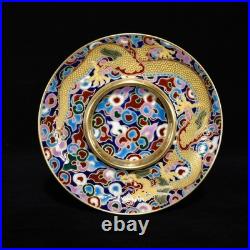 Qianlong Marked Colour Enamel Porcelain Gild Dragon Tea Cup Covered Bowl Pair