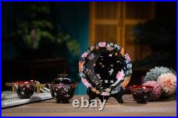 Qianlong Marked Colour Enamels Porcelain Gold Dragon Tea Cup Bowl Tray Set