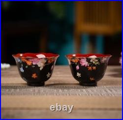 Qianlong Marked Colour Enamels Porcelain Gold Dragon Tea Cup Bowl Tray Set