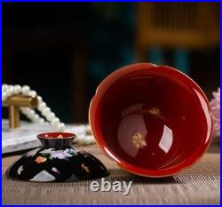 Qianlong Marked Colour Enamels Porcelain Gold Dragon Tea Cup Bowl Tray Set