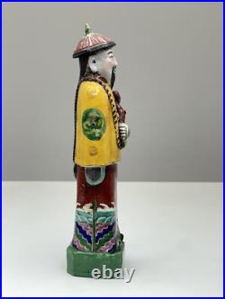 Qing Dynasty Emperor China Porcelain 13.5 Tall Figurine Gold Multicolor Export