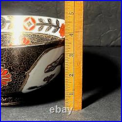 RARE Antique Chinese Imari Bowl Porcelain Chinoiserie 8 diam Heavy Gold Moriage