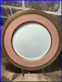 RARE Antique Set of 9 Lenox Pink Dinner Plate with3Gold Greek Key Trim Green Stamp RARE Antique Set of 9 Lenox Pink Dinner Plate with3Gold Greek Key Trim Green Stamp
