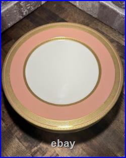 RARE Antique Set of 9 Lenox Pink Dinner Plate with3Gold Greek Key Trim Green Stamp RARE Antique Set of 9 Lenox Pink Dinner Plate with3Gold Greek Key Trim Green Stamp
