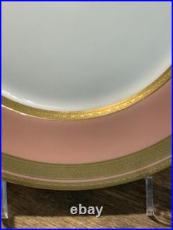 RARE Antique Set of 9 Lenox Pink Dinner Plate with3Gold Greek Key Trim Green Stamp RARE Antique Set of 9 Lenox Pink Dinner Plate with3Gold Greek Key Trim Green Stamp