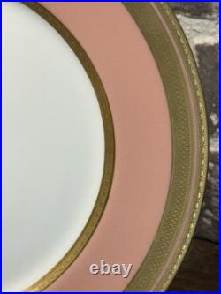 RARE Antique Set of 9 Lenox Pink Dinner Plate with3Gold Greek Key Trim Green Stamp RARE Antique Set of 9 Lenox Pink Dinner Plate with3Gold Greek Key Trim Green Stamp