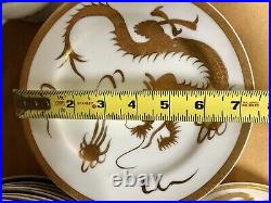 RARE Japanese Kutani Gold Dragon Porcelain China Set Dinnerware Teapot Signed