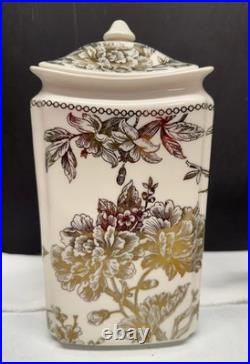 RARE Set of 3 222 Fifth ADELAIDE GOLD Porcelain Storage Canisters New w Tags
