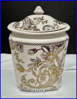 RARE Set of 3 222 Fifth ADELAIDE GOLD Porcelain Storage Canisters New w Tags