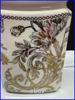 RARE Set of 3 222 Fifth ADELAIDE GOLD Porcelain Storage Canisters New w Tags