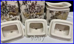 RARE Set of 3 222 Fifth ADELAIDE GOLD Porcelain Storage Canisters New w Tags
