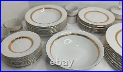 RETRONEU IMPERIAL GOLD Porcelain with 22K Gold Band Plates Bowls Cups +
