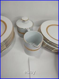 RETRONEU IMPERIAL GOLD Porcelain with 22K Gold Band Plates Bowls Cups +