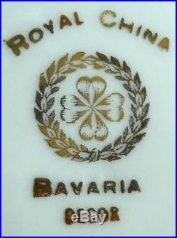 ROYAL china BAVARIA FLORAL & GOLD FILIGREE Eight (8) SERVICE Plates 10-3/4