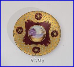 RS Prussia Fine Bone China Porcelain Red & Gold Jeweled Saucer Plate Mint