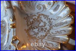R. P. M. Porcelain China Divided Center Handled Serving Bowl Gold Scroll Design