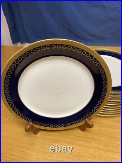 Rare 12 WEIMAR Harmonie 7328 Echt Kobalt Blue/Gold 10 1/2 Dinner Plates