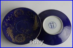 Rare 18th century Antique Japanese Chinese export porcelain blue and Gold plates