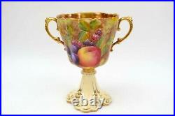 Rare Aynsley China Orchard Gold Twin Handled Cup Vase Fruit Group by Jones Circa