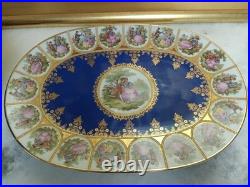 Rare Bareuther Waldsassen Bavaria Germany Serving Bowl Lid Plate Blue Gold Set