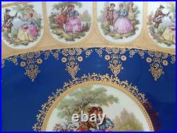 Rare Bareuther Waldsassen Bavaria Germany Serving Bowl Lid Plate Blue Gold Set