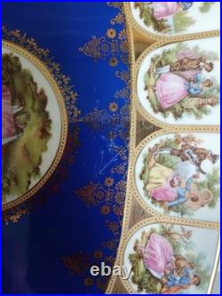 Rare Bareuther Waldsassen Bavaria Germany Serving Bowl Lid Plate Blue Gold Set