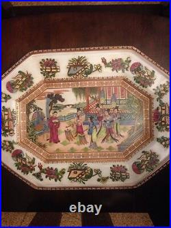 Rare Chinese Asian Antique Qing Dynasty Porcelain Plate Hand Painted Gold