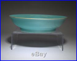 Rare Green Glazed Gilded Shallow mouth Plate Porcelain Dish YongZheng Mark X324
