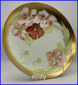 Rare Hand-Painted Limoges Floral Plate with Gold Accents by Artist J. Barin