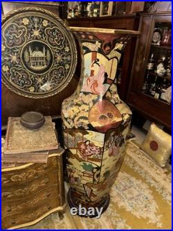 Rare Large China Gold Paint HandPainted Porcelain Antique Vase Stunning